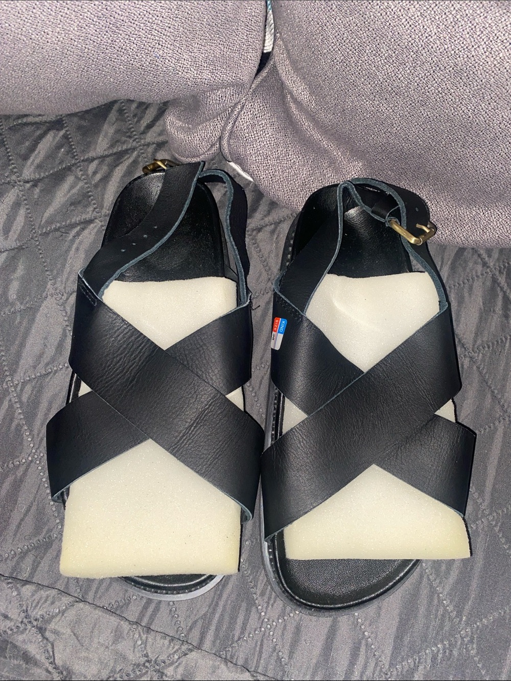 Women's Black Crisscross Ankle-Strap Sandals